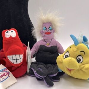 Disney Sebastian flounder & Ursula Bean Bag set from the little mermaid NWT